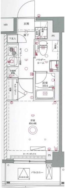 AZEST西川口III(1K/9階)の間取り写真