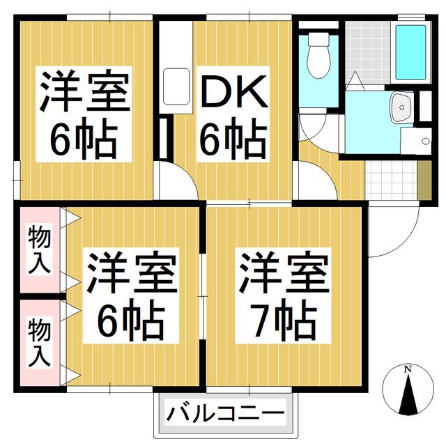 サニーハイツ A(3DK/2階)の間取り写真