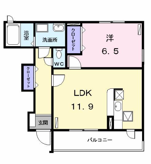 ETERNAL 牛立 S(1LDK/1階)の間取り写真
