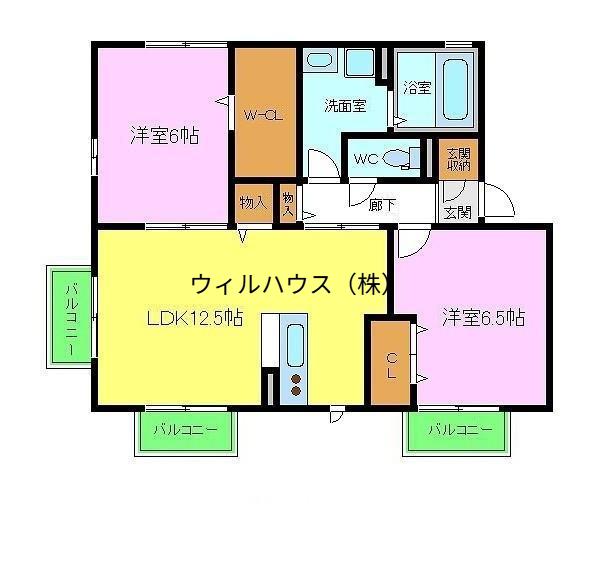 クレールK(2LDK/2階)の間取り写真