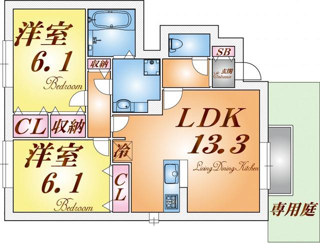 ソフィアコート(2LDK/1階)の間取り写真