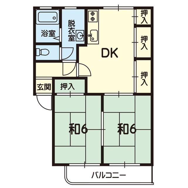 プレステージ帯山(2DK/2階)の間取り写真