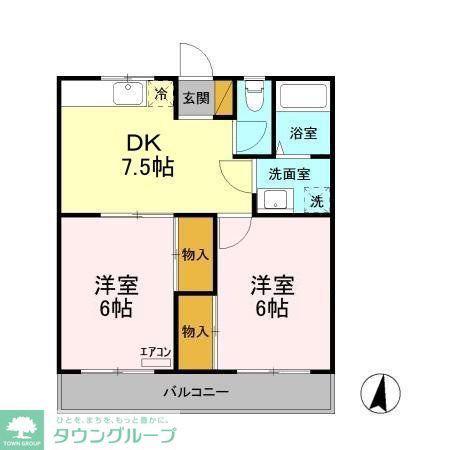 雅 参番館(2DK/1階)の間取り写真