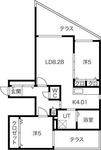 アールズ・コート(2LDK/1階)の間取り写真
