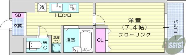サンヴァーリオ新田駅前Ⅱ(1K/3階)の間取り写真