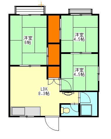 石川ハイツB(3DK/1階)の間取り写真