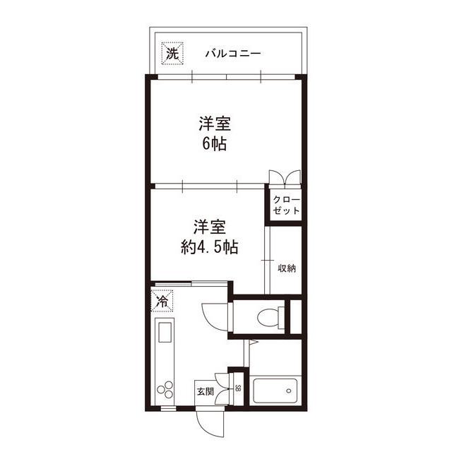 日建ハイツ(2K/1階)の間取り写真
