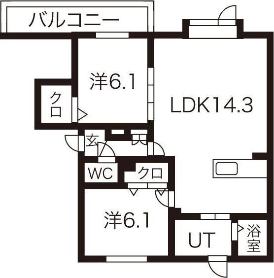 アムールアドニス(2LDK/2階)の間取り写真