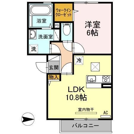 アイビー(1LDK/1階)の間取り写真
