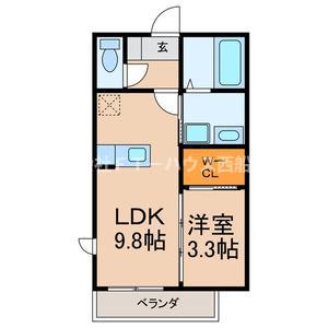 グランドノア船橋(1LDK/2階)の間取り写真