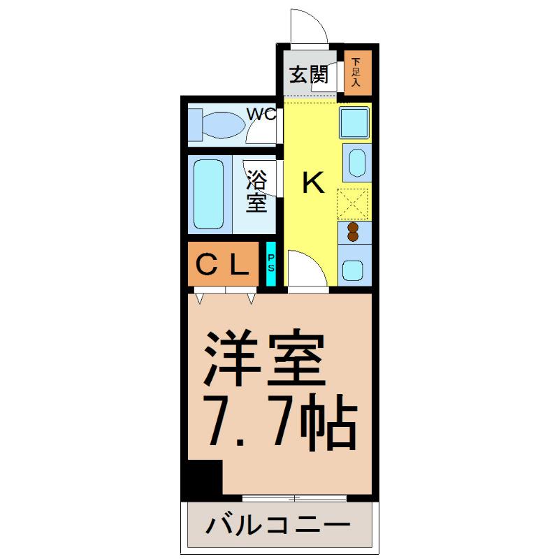 BELLE VIVRE新栄(1K/4階)の間取り写真