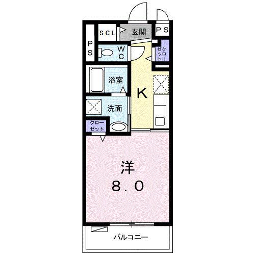アンドーバーテラス金城 サウス(1K/3階)の間取り写真
