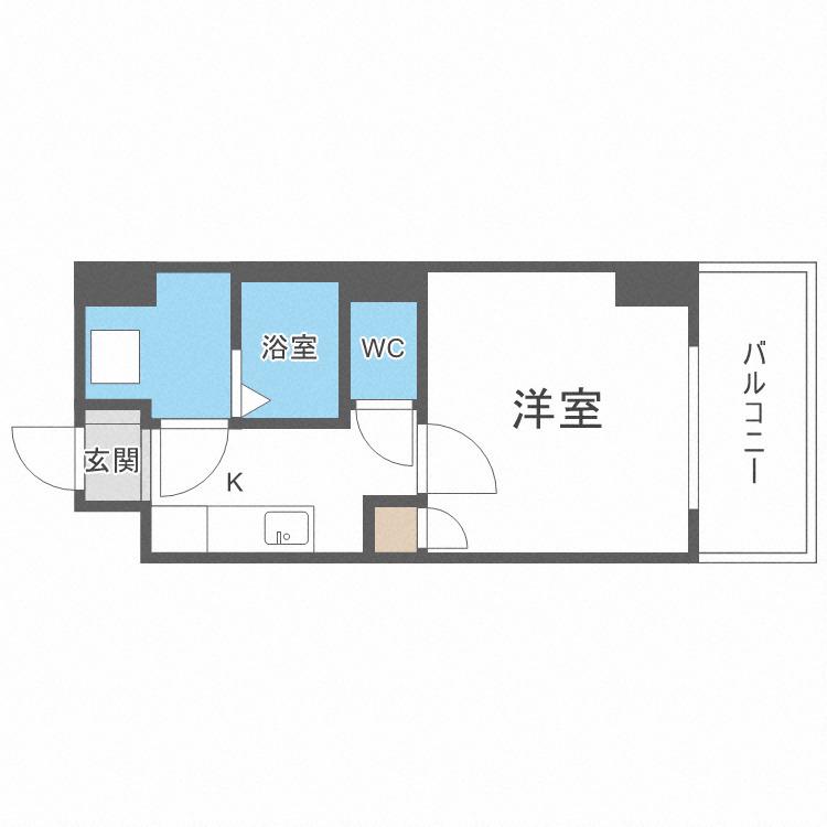UーRO鶴橋駅前(1K/7階)の間取り写真