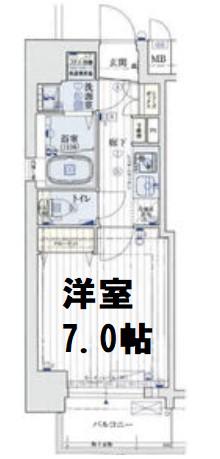 ジアコスモ難波南(1K/2階)の間取り写真