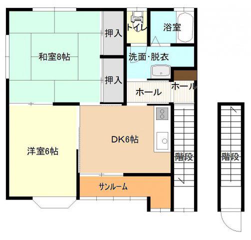 アメニティ・M(2DK/2階)の間取り写真
