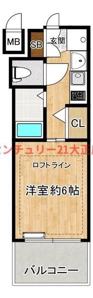 エステムコート難波ウエスト-SIDE大阪ドーム前(1K/4階)の間取り写真