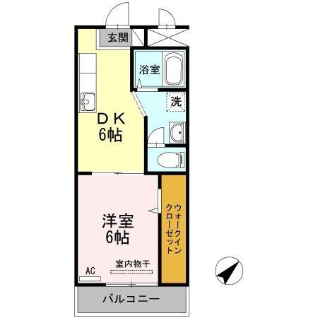 クレール静(1DK/2階)の間取り写真