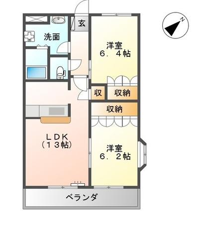 SAVORY(2LDK/2階)の間取り写真