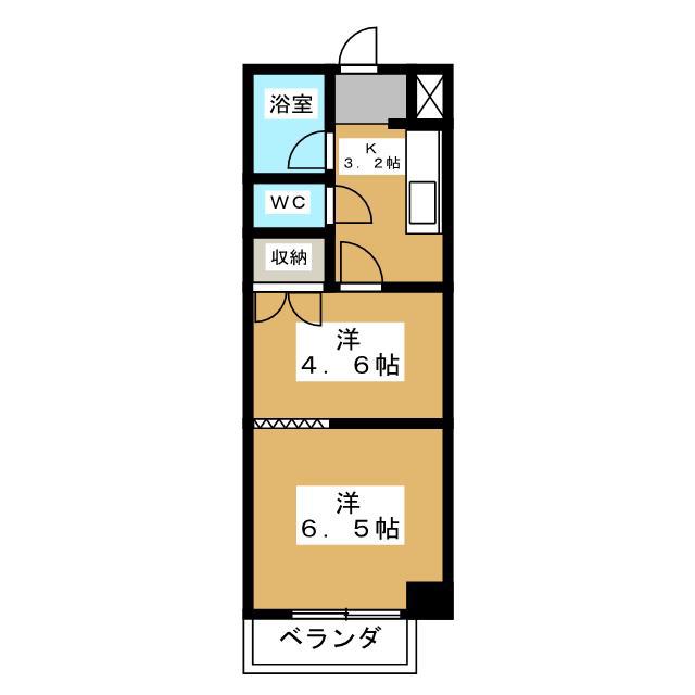 ソレイユハイム(2K/2階)の間取り写真