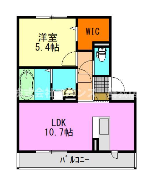 PARK HILLS MIYAKO A(1LDK/3階)の間取り写真