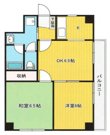 グレイスコート京王多摩川(2DK/5階)の間取り写真