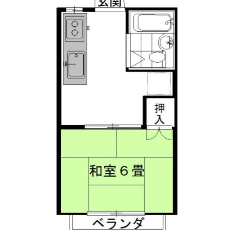 弐番館・飛龍B棟(1K/2階)の間取り写真