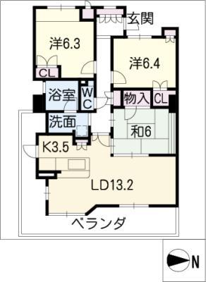 サンマンションアトレ桑名1204(3LDK/12階)の間取り写真