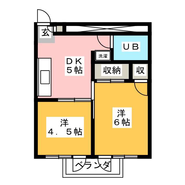 メゾン・ド・ノア台町(2DK/2階)の間取り写真