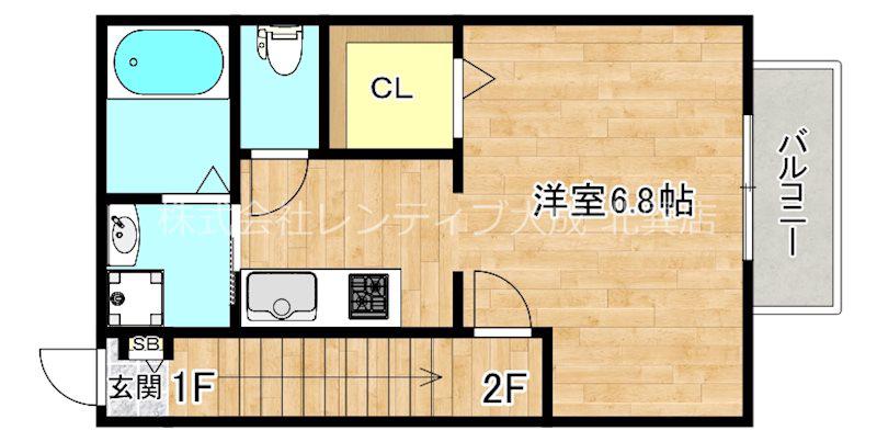 メゾンエーワン(1K/2階)の間取り写真