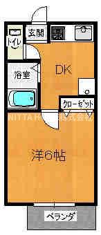 ナビハイム柏原(1DK/1階)の間取り写真