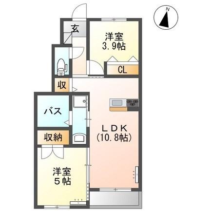 カーサコスモス(2LDK/1階)の間取り写真