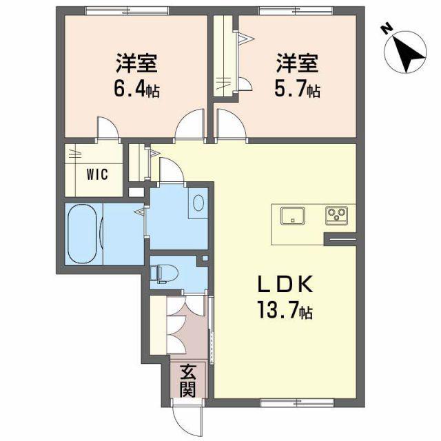 シャーメゾンエミネンス A棟(2LDK/1階)の間取り写真