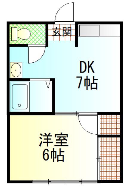コーポ追分 1号棟(1DK/1階)の間取り写真