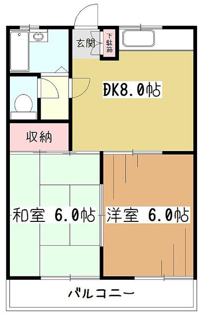グランハイツ(2DK/1階)の間取り写真