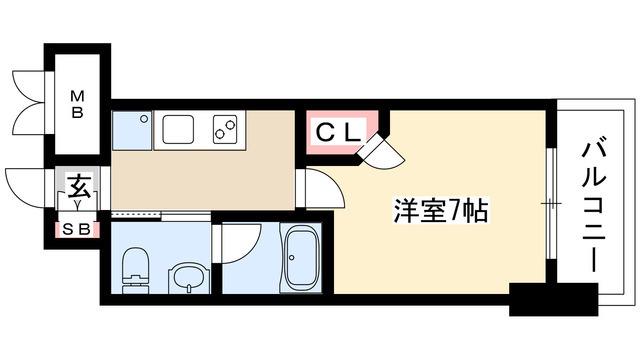 レジディア鶴舞(1K/12階)の間取り写真