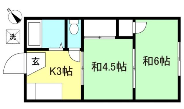 コーポイチカワ(2K/2階)の間取り写真