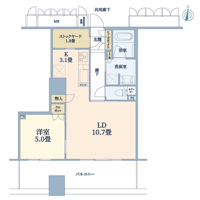 ブランズタワー大阪本町(1LDK/14階)の間取り写真