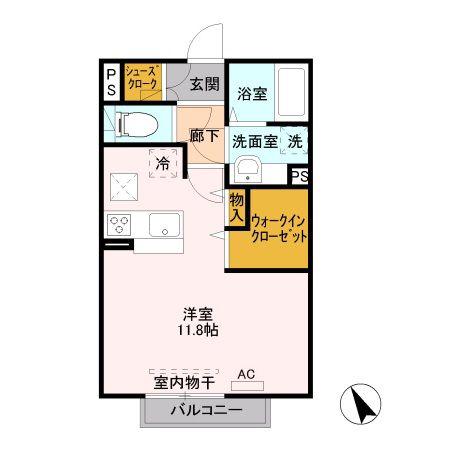 セントラルM(ワンルーム/1階)の間取り写真