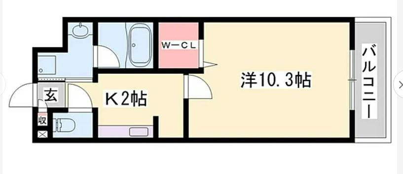 シャトー揚羽(1K/3階)の間取り写真