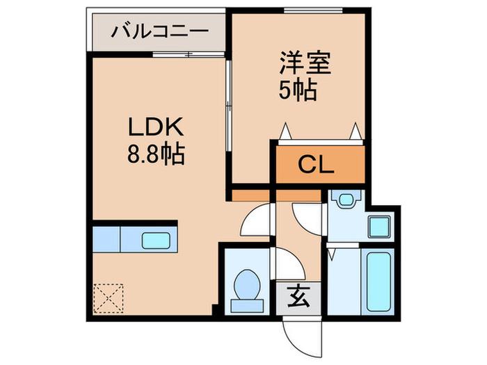 CRECIA中原東(1LDK/3階)の間取り写真