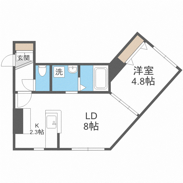 デイズ発寒南(1LDK/1階)の間取り写真