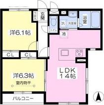 レジェルシャンテ(2LDK/3階)の間取り写真