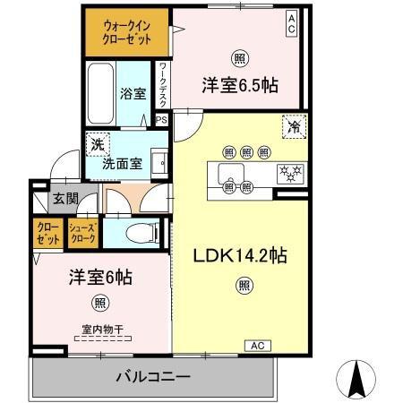 レジリエンス(2LDK/3階)の間取り写真