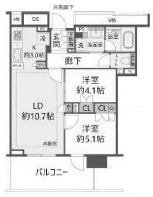 BRILLIA TOWER 箕面船場TOP(2LDK/11階)の間取り写真