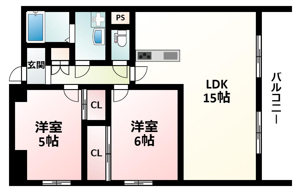 PARKHILLS新大阪OASIS(2LDK/10階)の間取り写真