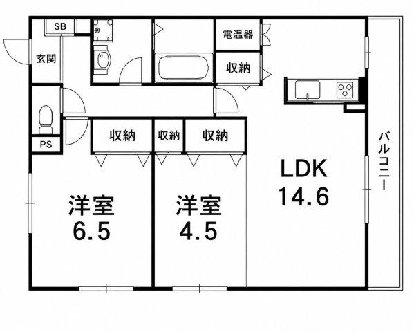 エフティ西宮北口 B棟(2LDK/2階)の間取り写真