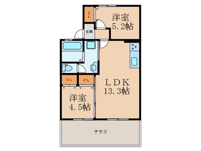 セジュール宮川(2LDK/1階)の間取り写真