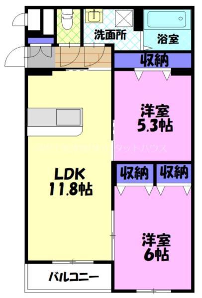 コリーナ陽東(2LDK/1階)の間取り写真