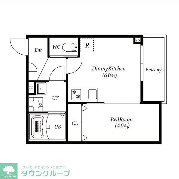 TH川名(1DK/3階)の間取り写真