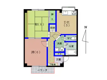 コーポ満月(2DK/3階)の間取り写真